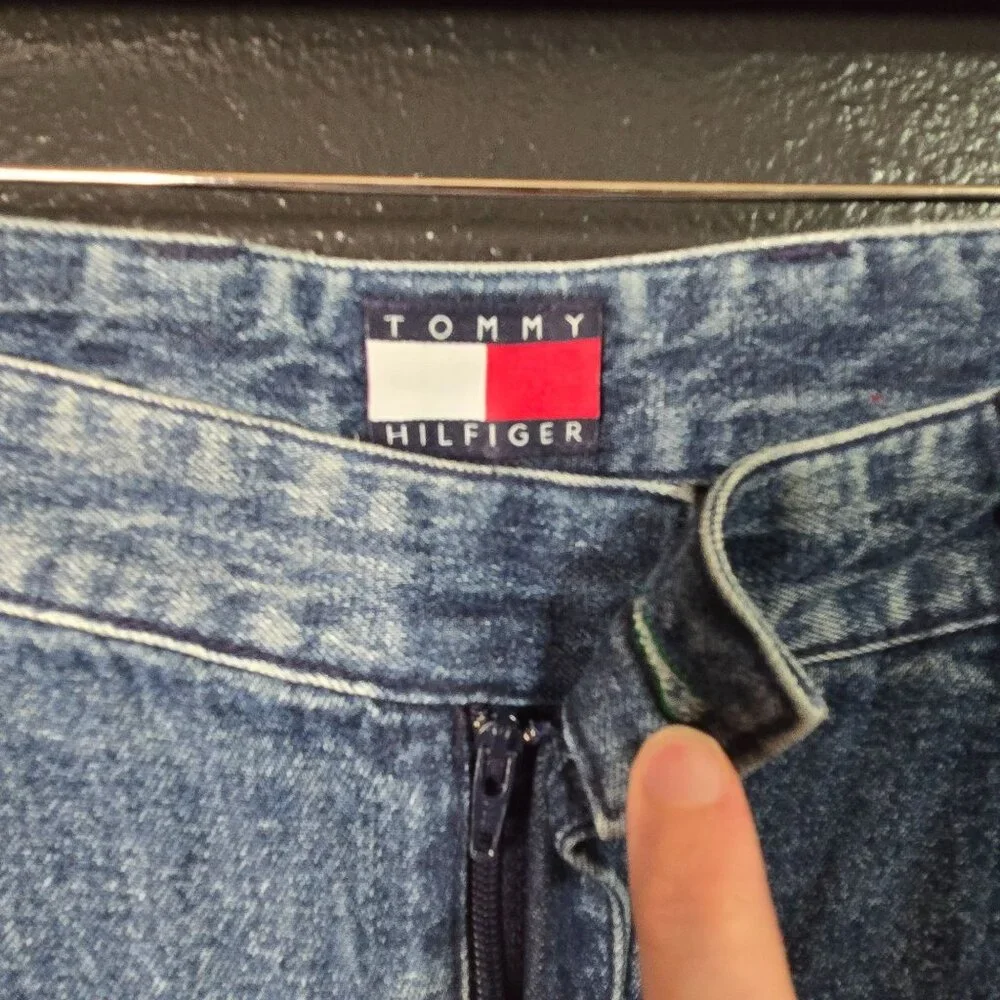 Vintage 90s Tommy Hilfiger Women's 32 Blue‎ Denim Pleated Casual Pants